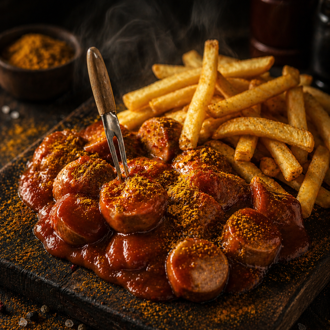 Currywurst mit Pommes